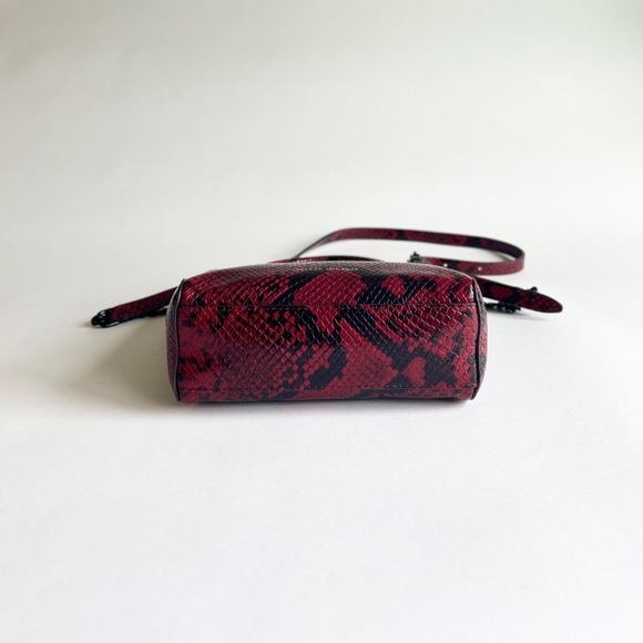 Rebecca Minkoff Burgundy Black Snake Print Leather Small Shoulder Crossbody Bag - Picture 7 of 14